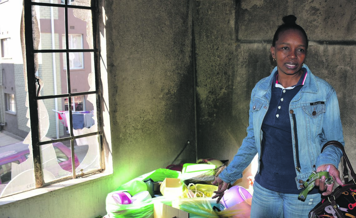 Nomawethu Mgedile’s life was turned upside down after a petrol bomb destroyed her flat in New Canada last Tuesday.Photo by Muntu Nkosi