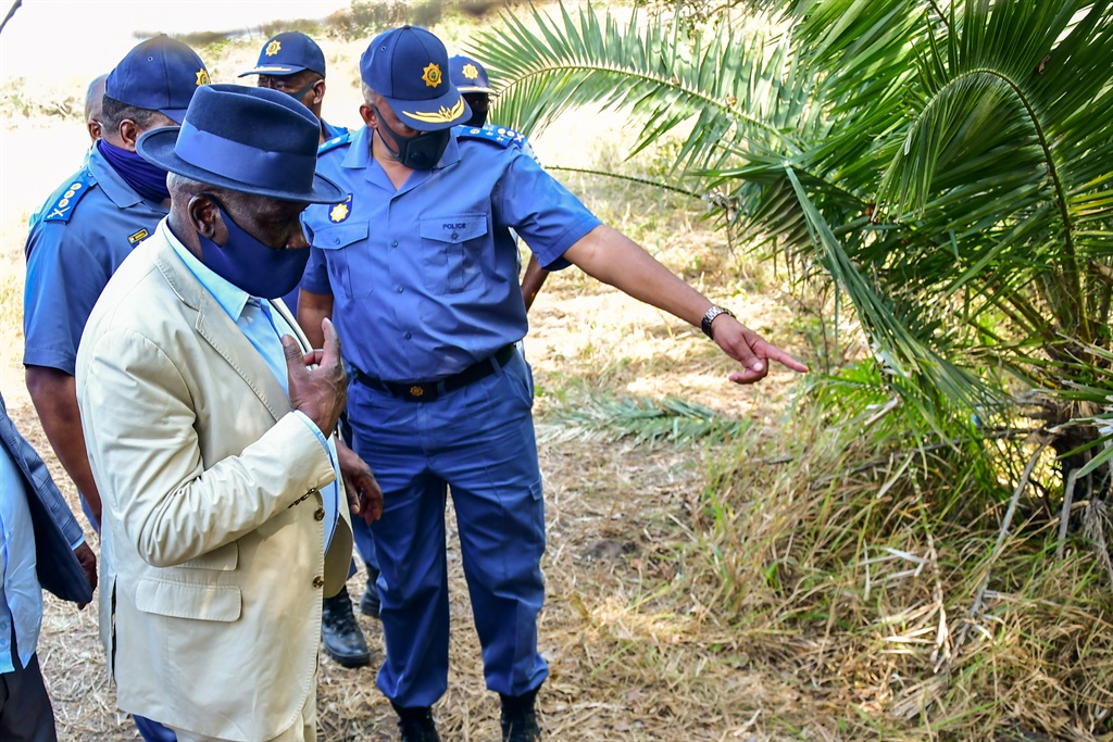 Police Minister Bheki Cele visits the crime scene 