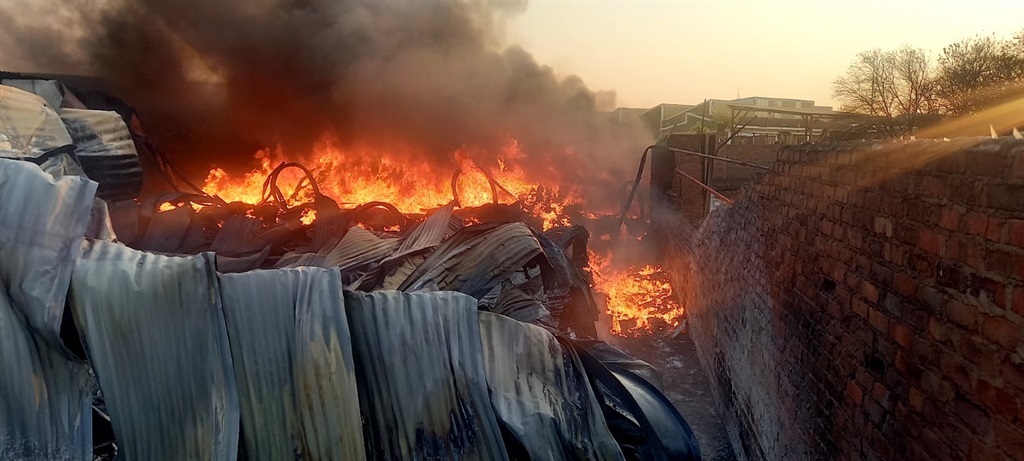 FLAMES: A factory that produces electronics is engulfed by flames in Ga-Rankuwa, Tshwane. 