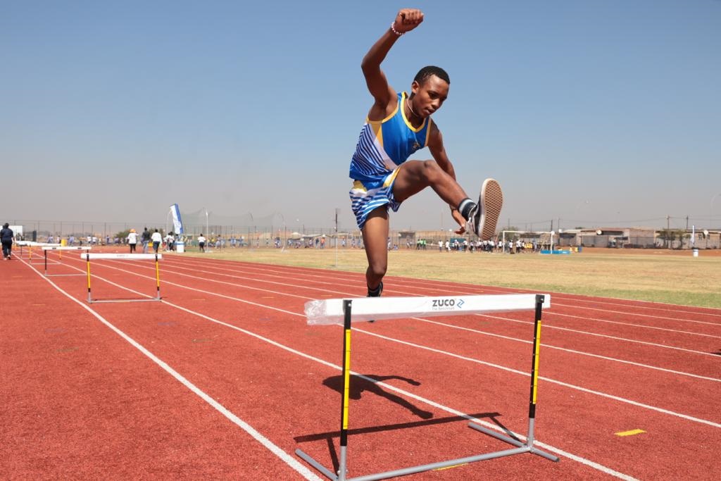 A pupil taking part in high jump sport at Khanya Lesedi Sports School of Specialisation. 