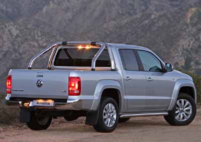 DOUBLE-CAB WITH SPACE: The load bed on VW's new Amarok is the biggest inits class - an even has its own floodlight.