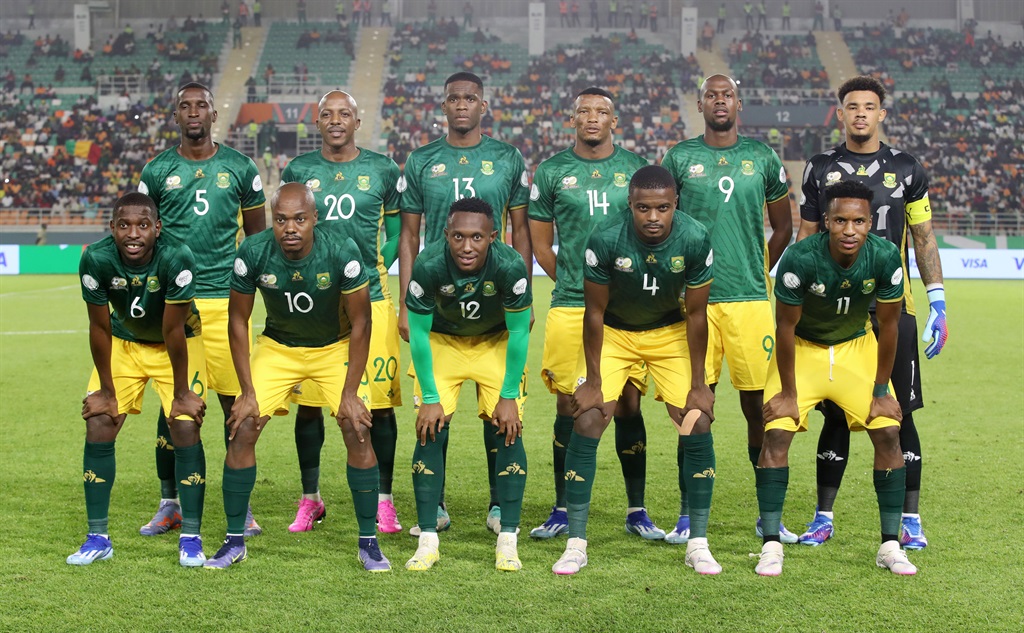 South Africa team picture during the 2023 African Cup of Nations match between Mali and South Africa at the Amadou Gon Coulibaly Stadium, Korhogo on the 16 January 2024 Â©SAFAMedia