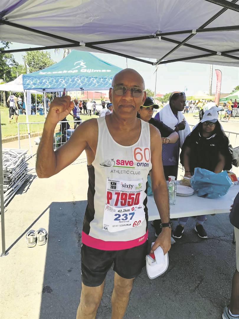 RIGHT: Narend Singh’s death came as a shock to friends and family members. The avid runner, pictured here at a race earlier this year, completed the Comrades Marathon 17 times. He was the vice-chairperson of the Save Orion Athletics Club.