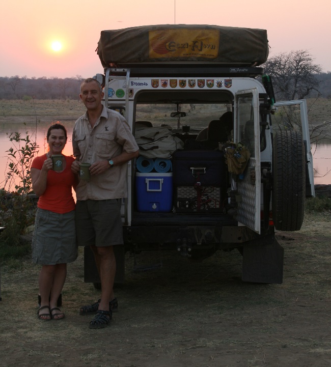 Tony and his wife, Nicola, on safari in Zimbabwe.
