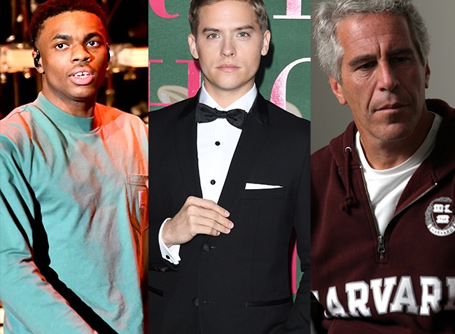 Vince Staples, Dylan Sprouse, Jeffrey Epstein. (Photo: Getty Images)