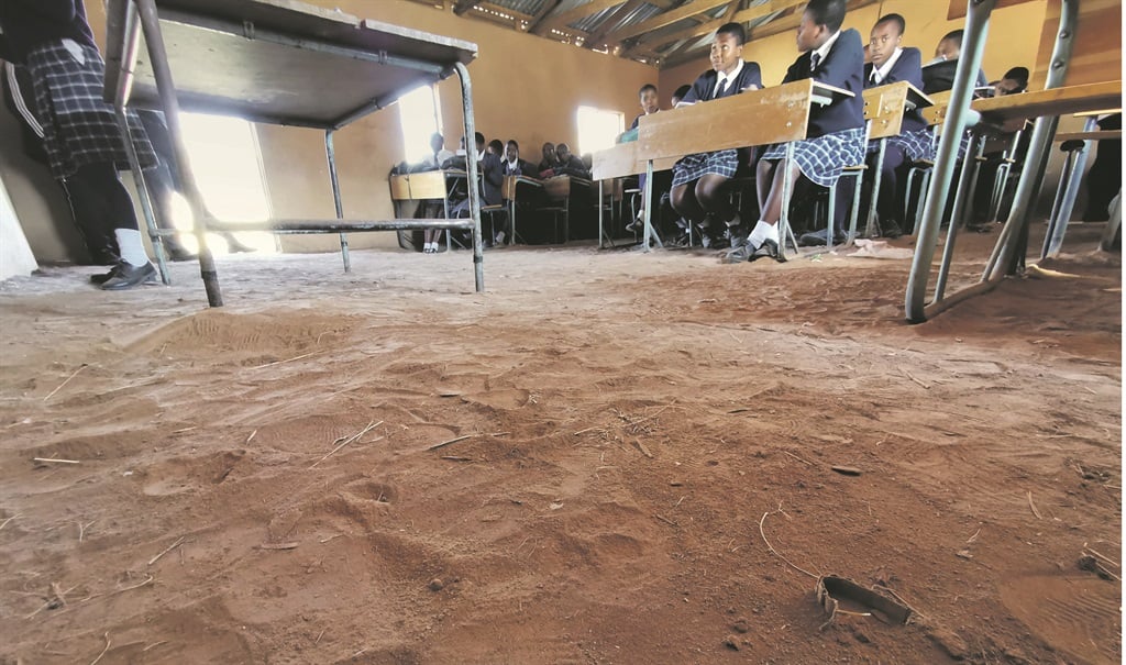 The sandy and dusty floor at Faltein Secondary School. When it rains it turns to mud. Picture: Lubabalo Ngcukana