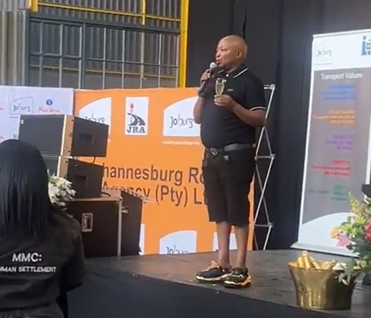 Screengrab from the video of Kenny Kunene toasting women with champagne.