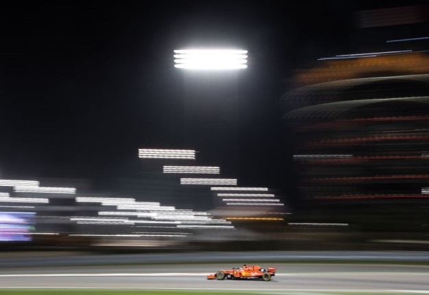 Sebastian Vettel driving the (5) Scuderia Ferrari SF90 on track during the F1 Grand Prix of Bahrain.