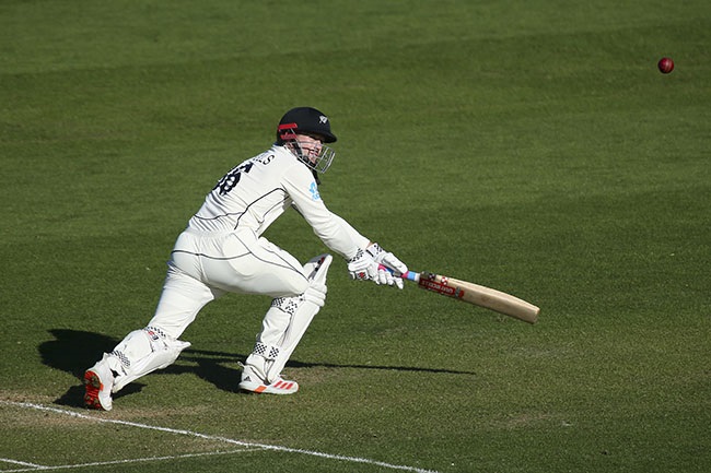 New Zealand's Henry Nicholls bats during day one of the second Test against the West Indies at Basin Reserve in Wellington on 11 December 2020.