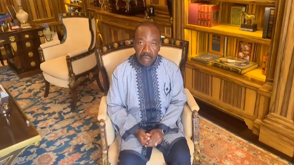 This video grab made from an unconfirmed video at an undisclosed location obtained by AFPTV on 30 August 2023, shows Gabon's deposed president, Ali Bongo Ondimba, calling on "his friends around the world to make some noise" while under house arrest. 