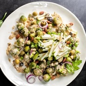 Brussels sprout salad with nutty dressing
