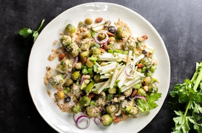Brussels sprout salad with nutty dressing. (PHOTO: ER Lombard)