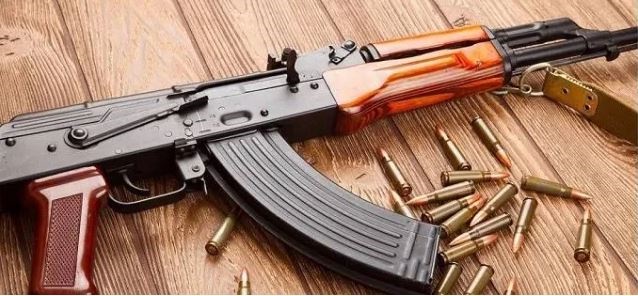 An AK47 rifle with ammunition. File photo