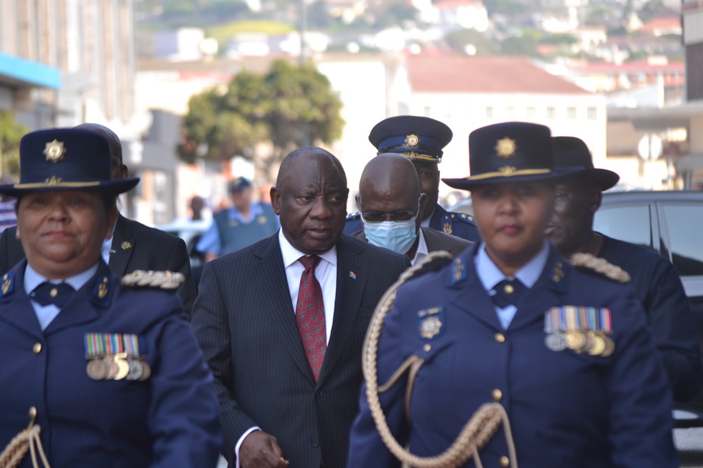 President Cyril Ramaphosa arriving for the opening of the police Forensic Science Biology lab in Gqeberha, Eastern Cape. Photo by Luvuyo Mehlwana