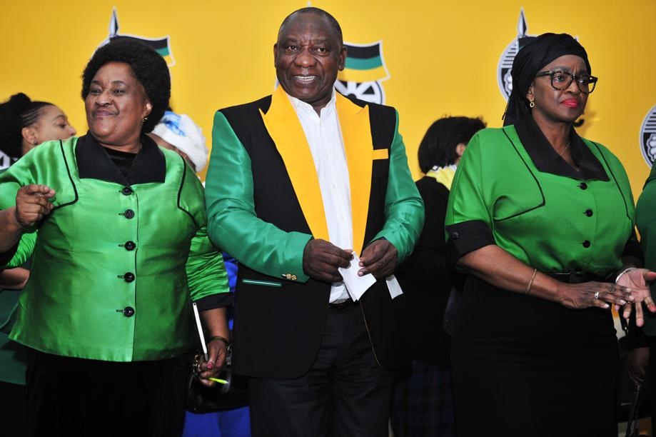 South African President Cyril Ramaphosa burst into song with the members of the African National Congress women's League during the women's dialogue at Emoyeni in Parktown. Picture: Rosetta Msimango/City Press 
