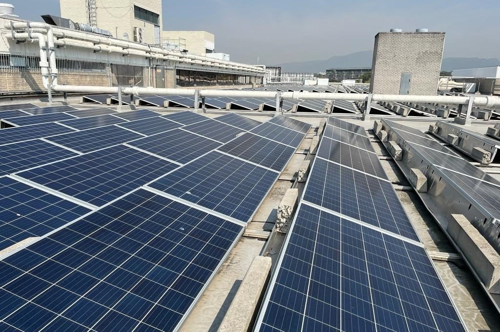 A solar PV installation on Kenilworth Centre. (Lameez Omarjee/News24).