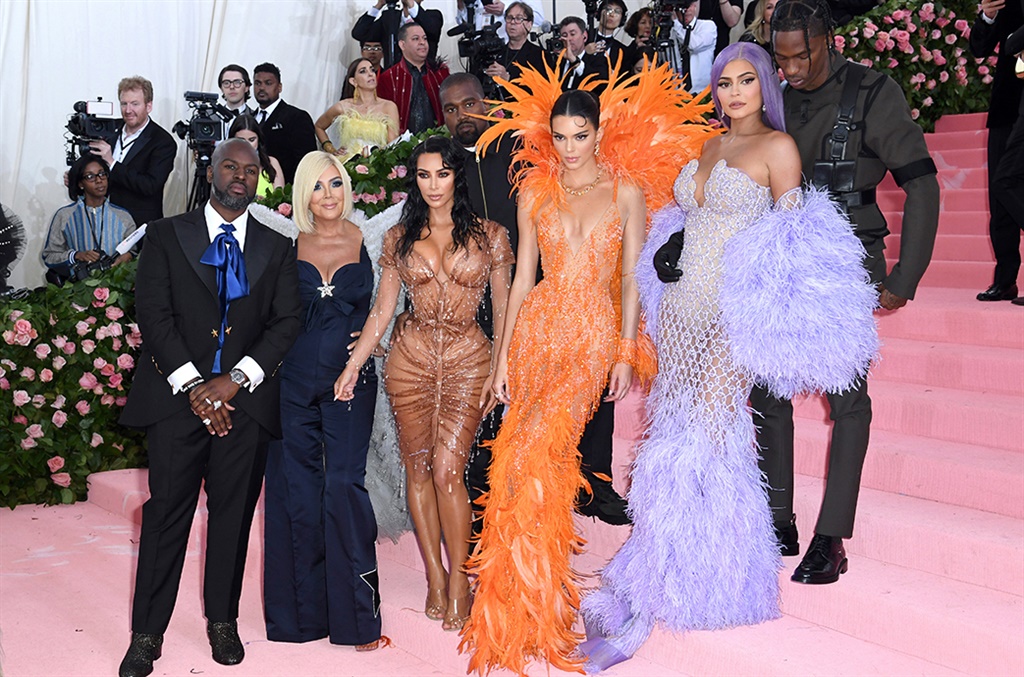 (L-R) Corey Gamble, Kris Jenner, Kim Kardashian-West, Kanye West, Kendall Jenner, Kylie Jenner and Travis Scott arrive for the 2019 Met Gala celebrating Camp: Notes on Fashion at The Metropolitan Museum of Art in New York City. (Photo by Karwai Tang/Getty Images)