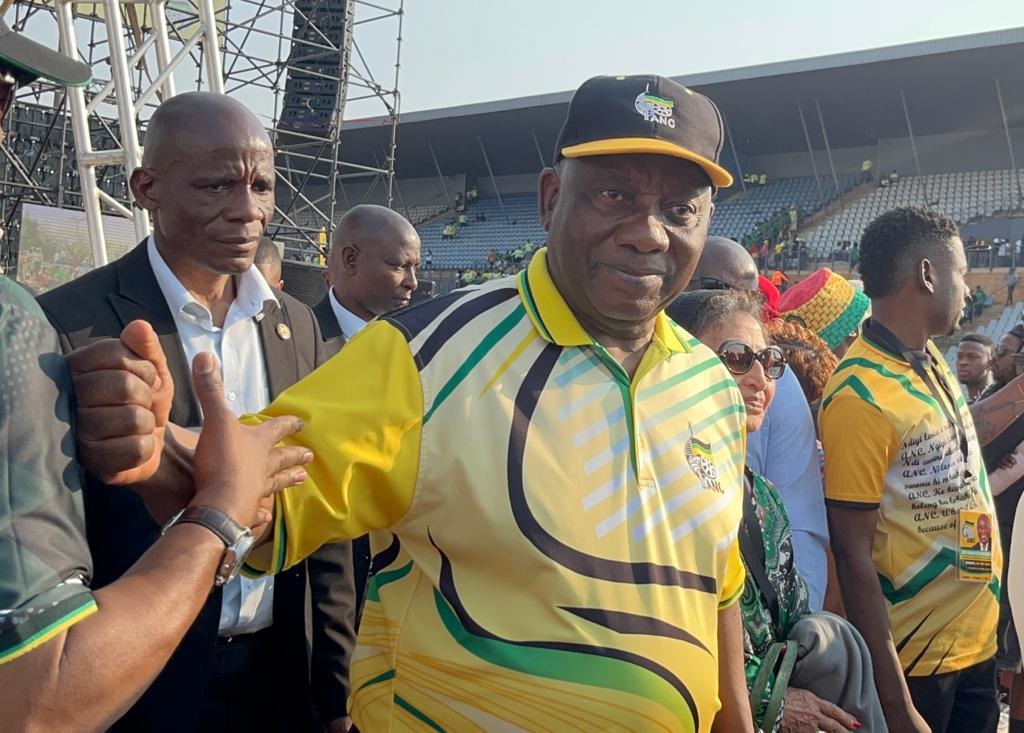 President Cyril Ramaphosa at Dobsonville Stadium in Soweto for the launch of the ANC election campaign. Photo by Nhlanhla Khomola.