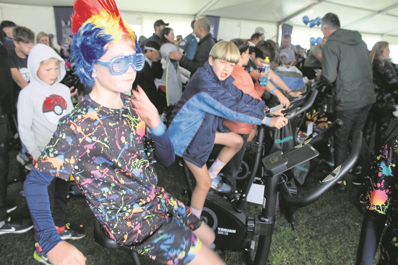 Early on in the challenge, 11-year-old William Lunn, showed great team spirit by pedalling in true punk rock fashion, said he bet the day will be full of fun and excitement. 