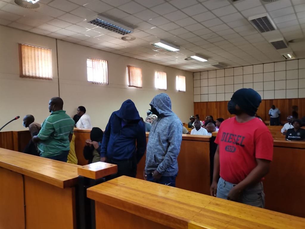 The seven suspects involved in a Cash-In-Transit heist in court during their bail hearing. Photo by Bulelwa Ginindza