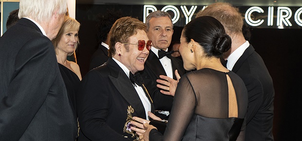 Elton John, Prince Harry and Meghan Markle (Photo: AFP)