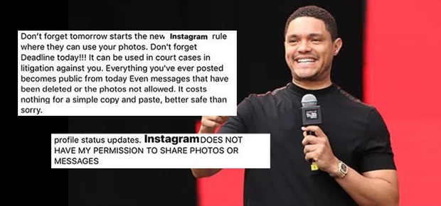 Trevor Noah commented on the Instagram hoax that fooled a bunch of celebrities on Tuesday (Photo: Getty Images; Instagram)