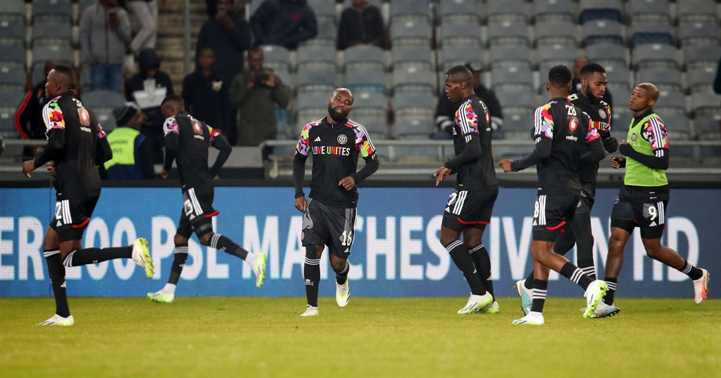 Orlando Pirates players warming up during the DStv Premiership 2023/24 match between Orlando Pirates and Royal AM at the Orlando Stadium, Soweto on 08 August 2023 