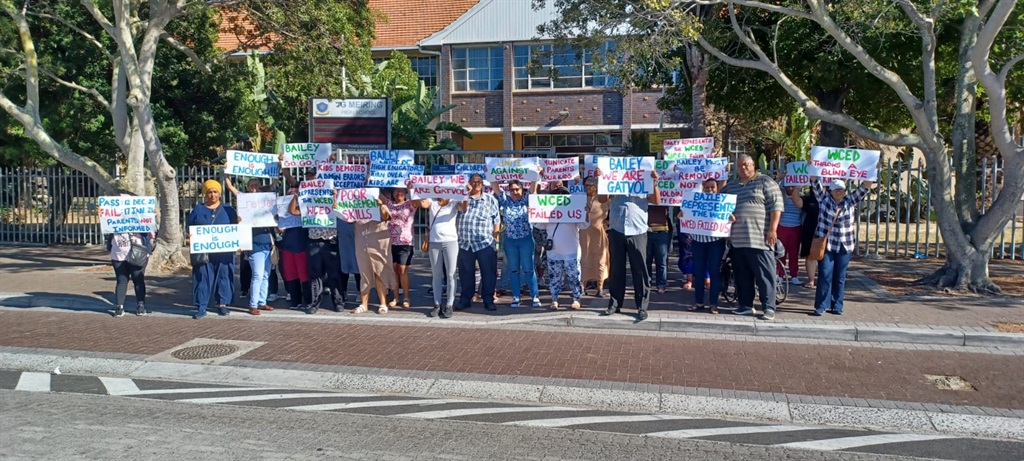 Approximately 40 parents participated in the protest outside JG Meiring High School
