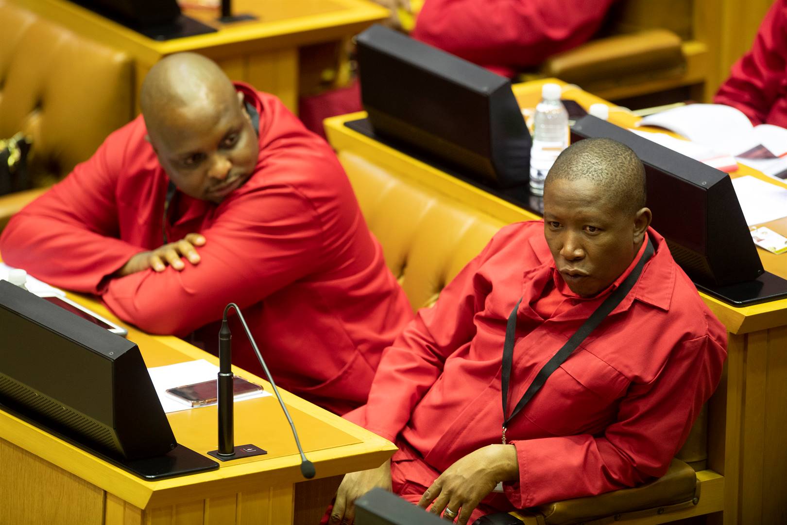 Julius Malema and his deputy, Floyd Shivambu in the National Assembly of Parliament. Photo: Jaco Marais/Netwerk24
