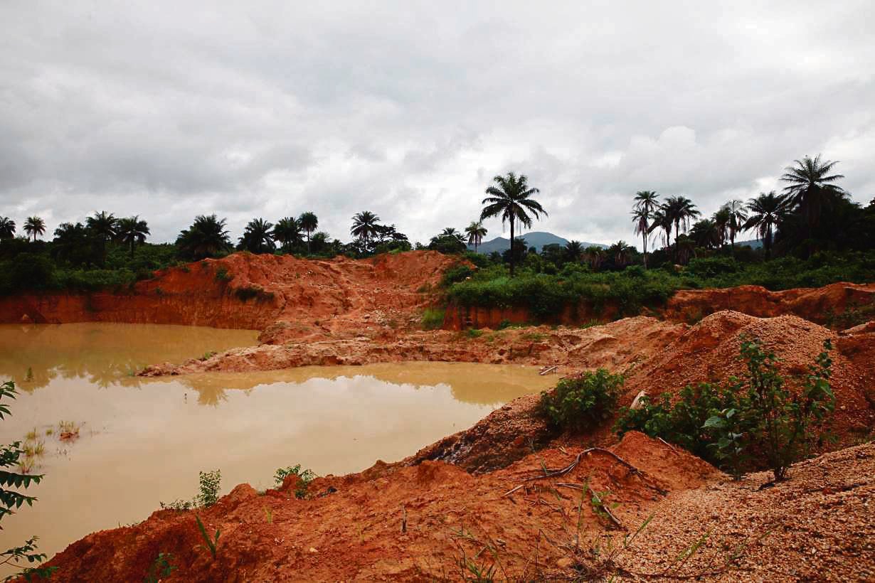 An abandoned Chinese gold mine near Masanga, Tonkolili district. Pictures: Thomson Reuters Foundation / Nellie Peyton