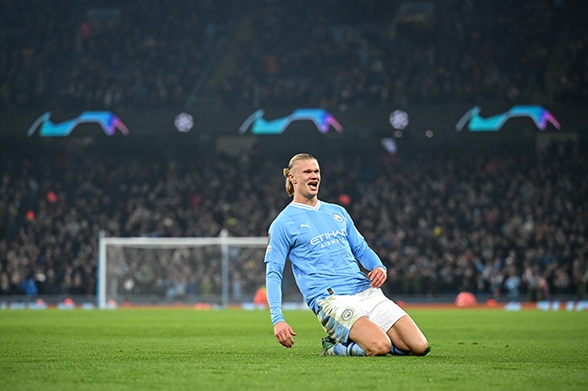 Manchester City striker Erling Haaland. (Michael Regan/Getty Images)
