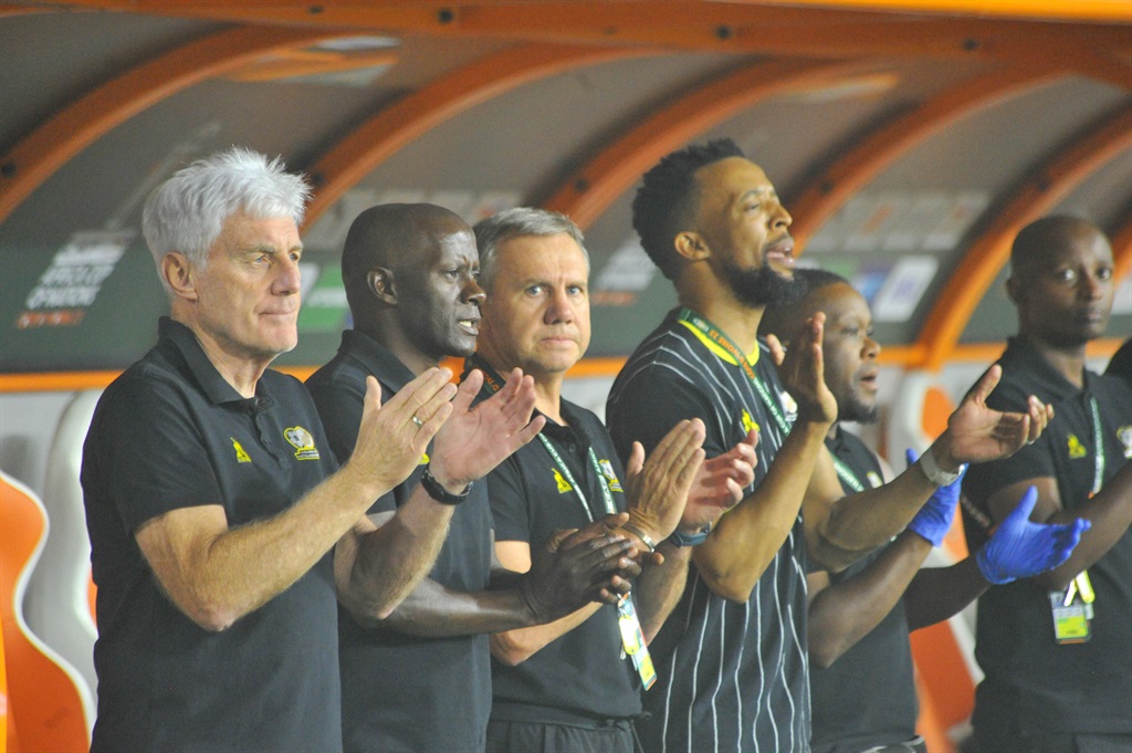 KORHOGO, IVORY COAST - JANUARY 21: Coach Hugo Henri Broos of South Africa during the TotalEnergies CAF Africa Cup of Nations match between South Africa and Namibia at Stade Amadou Gon Coulibaly on January 21, 2024 in Korhogo, Ivory Coast. (Photo by Segun Ogunfeyitimi/Gallo Images)