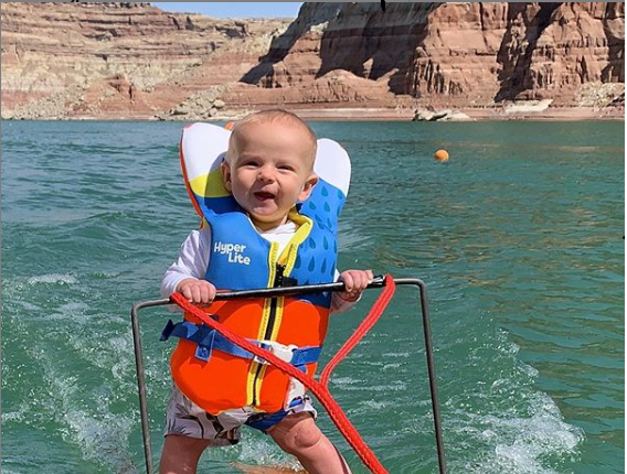 Six month old Rich Casey Humpherys water skiing at Lake Powell. Instagram/ Rich Casey Humpherys.