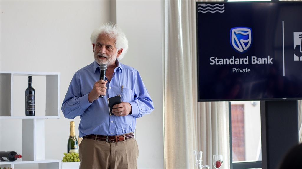 Michael Fridjhon speaking at the media launch of Standard Banks WineX 2023. 