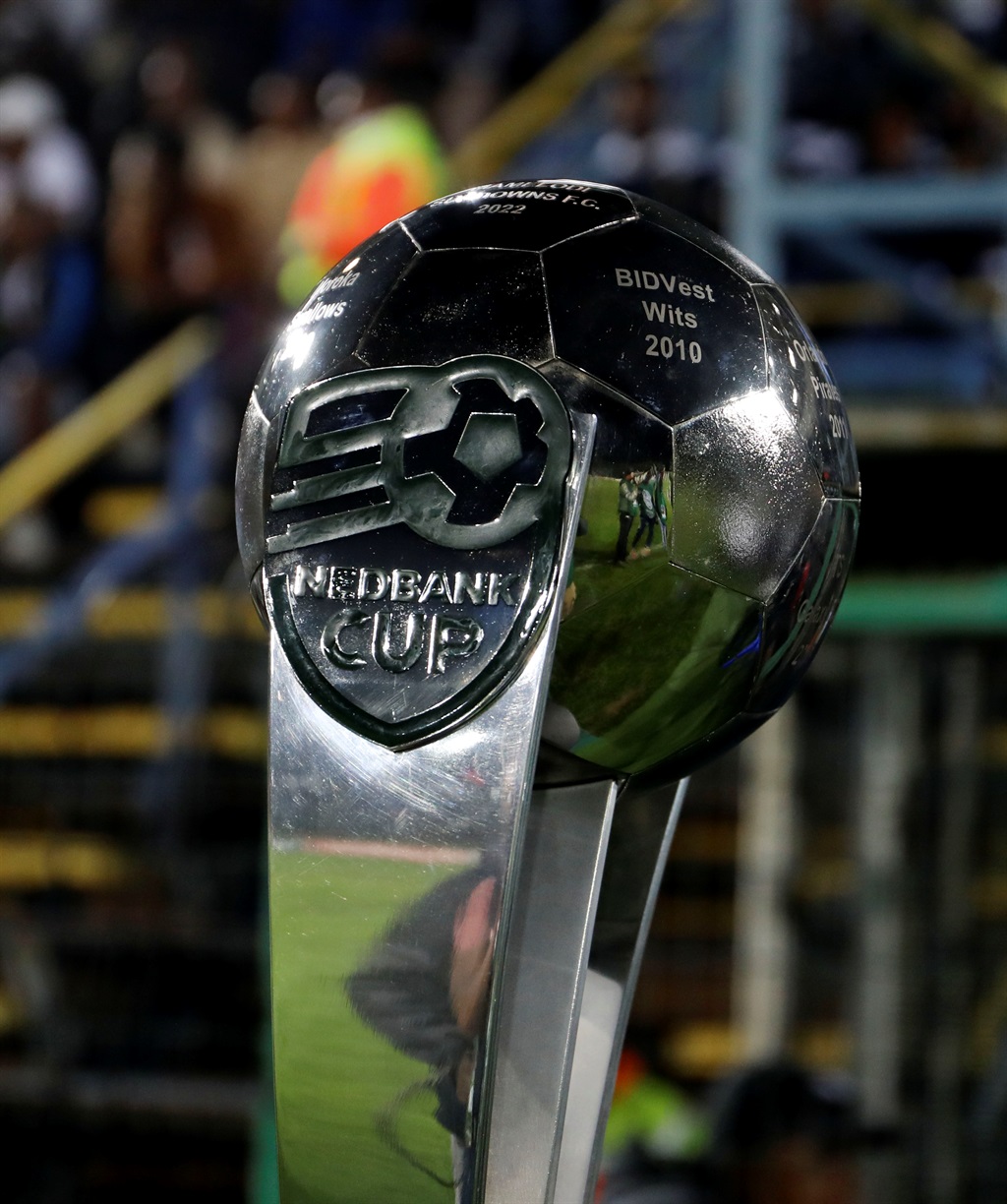 Nedbank Cup trophy during the 2023 Nedbank Cup Last 32 match between All Stars and Orlando Pirates at Wits Stadium, Johannesburg on 11 February 2023 