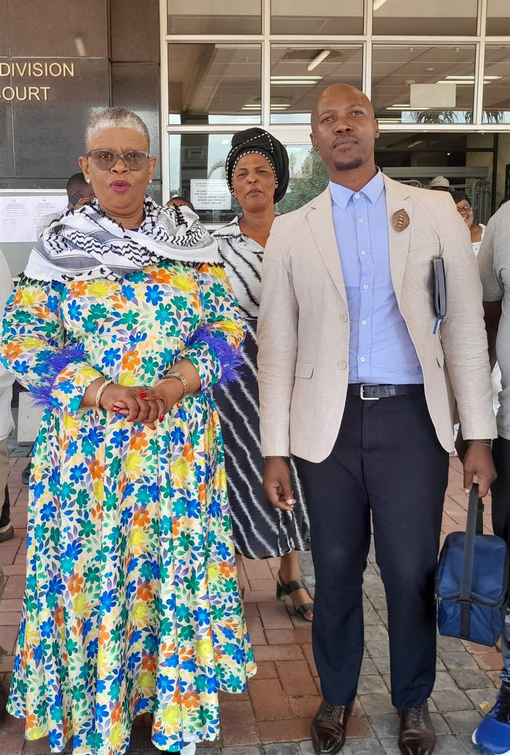 The former eThekwini mayor, Zandile Gumede with her spokesman Siphelele Jiyane outside court. Photo by Mbali Dlungwana 