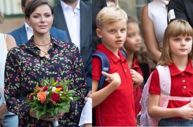 A radiant Princess Charlene at the annual Monaco picnic and her twins, Prince Jacques and Princess Gabriella, on their first day of school this week. (PHOTO: Gallo Images/Getty Images)