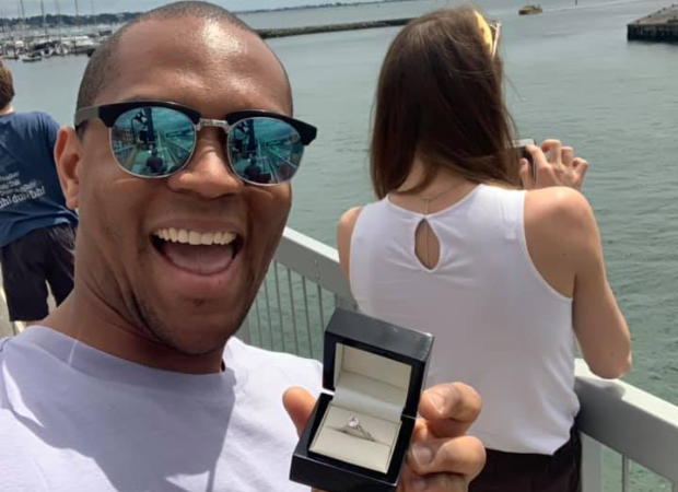 Edi Okoro couldn’t quite decide on how to pop the question to his girlfriend, Cally Read. (Photo: Edi Okoro Facebook)