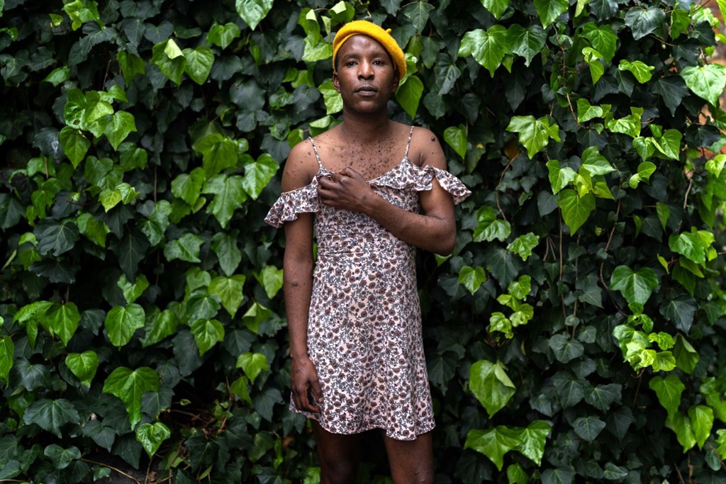 Lethabo Hanong, a poet from Khayelitsha, is a transgender woman in the first phase of their hormone therapy. They are part of a collective occupying a luxury apartment in Camps Bay. (Barry Christianson/ New Frame) 