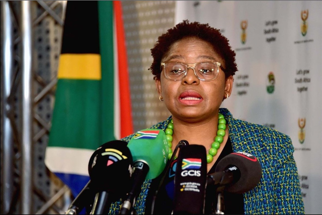 Minister in the Presidency Khumbudzo Ntshaveni briefs media on post-Cabinet meeting. Photo by GCIS.