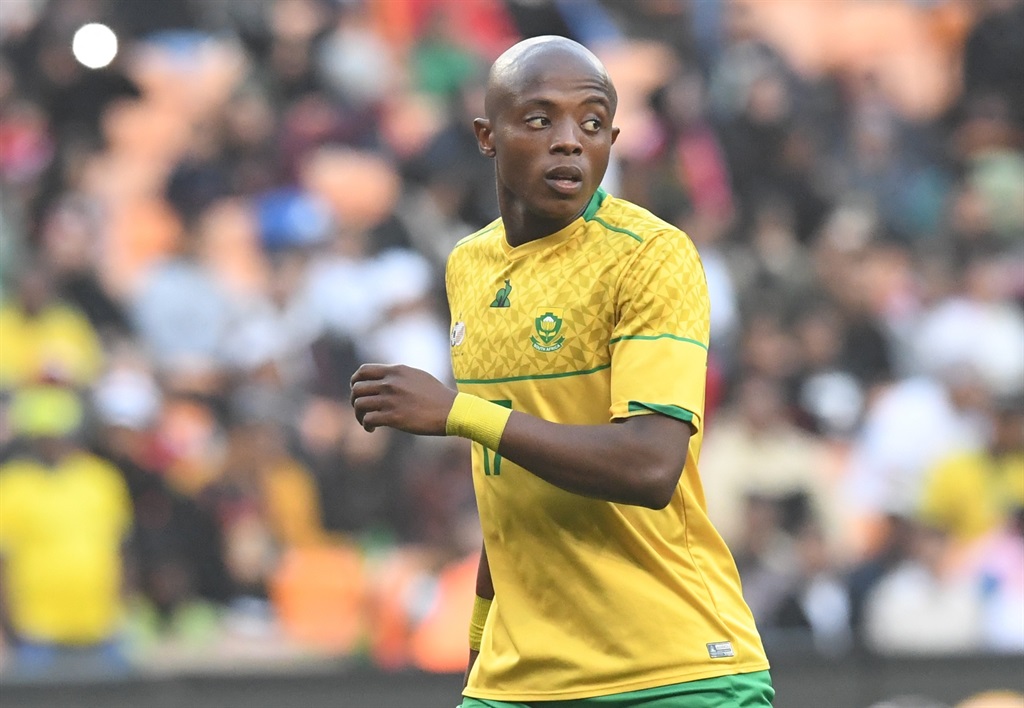 JOHANNESBURG, SOUTH AFRICA - JUNE 17:  Zakhele Lepasa of Bafana Bafana during the 2023 Africa Cup of Nations, Qualifier match between South Africa and Morocco at FNB Stadium on June 17, 2023 in Johannesburg, South Africa. (Photo by Sydney Seshibedi/Gallo Images)
