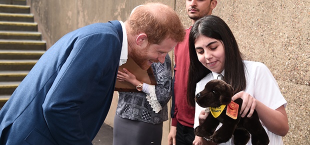 Prince Harry meets Duchess Meghan's pen pal in Nottingham. (Photo: Getty Images)