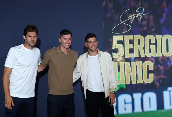 Sergi Roberto (right) is reportedly interested in a move to the US after speaking to his former Barcelona teammates at Inter Miami about life in Major League Soccer.