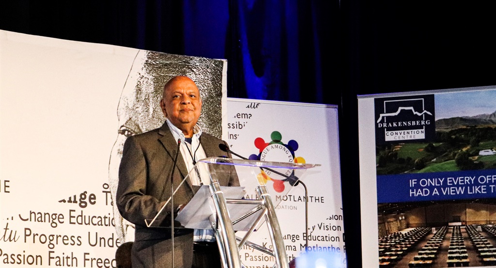 Public Enterprises Minister Pravin Gordhan addresses delegates at the second installment of the Kgalema Motlanthe Foundation's Drakensberg inclusive growth forum. Picture: Sthembiso Lebuso