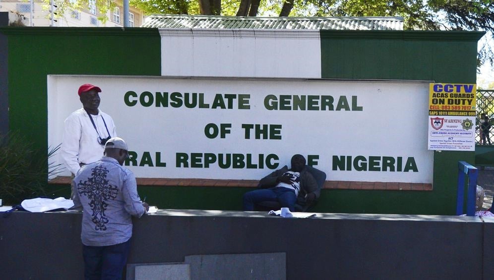 Outside the Consulate General of Nigeria. Picture: Cebile Ntuli/City Press
