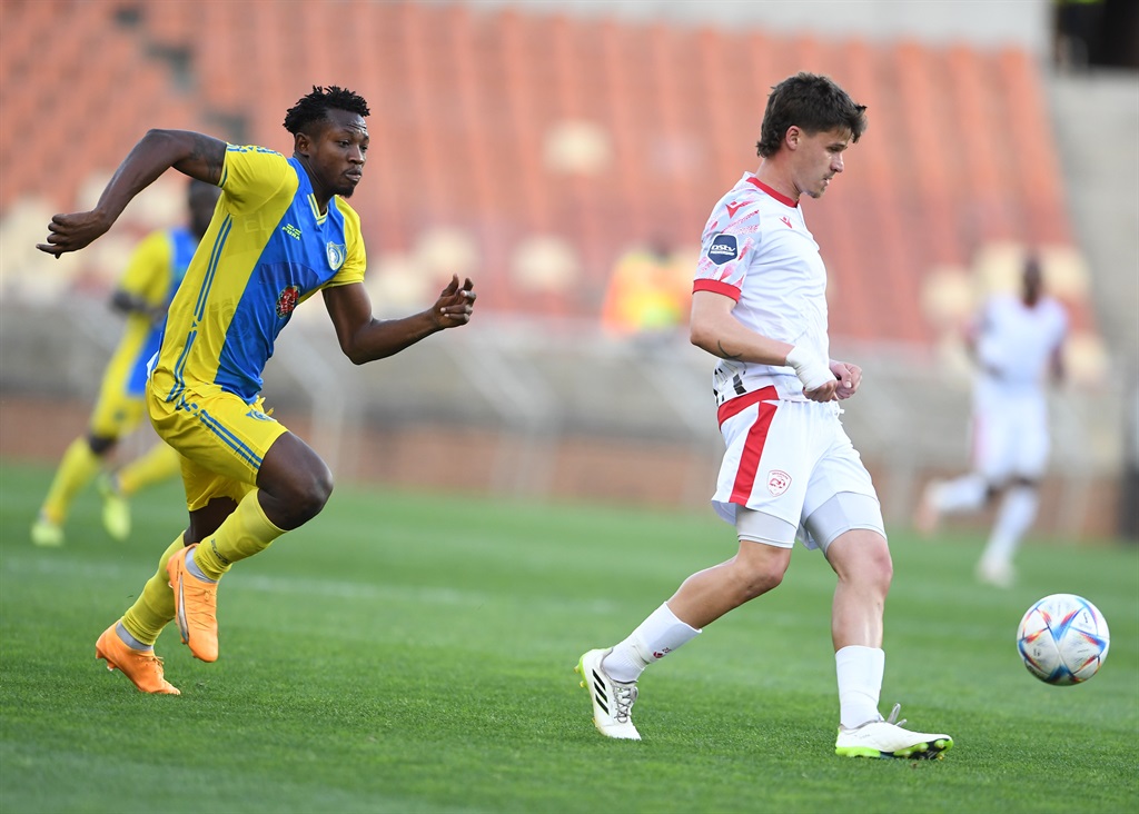 POLOKWANE, SOUTH AFRICA - SEPTEMBER 16: Miguel Dias of Sekhukhune United during the CAF Confederation Cup, 2nd preliminary round - leg 1 match between Sekhukhune United and Saint Eloi Lupopo at Peter Mokaba Stadium on September 16, 2023 in Polokwane, South Africa. (Photo by Philip Maeta/Gallo Images)
