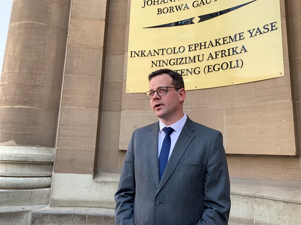Afriforum's Ernst Roets speaking outside the Johannesburg High Court after judgement was handed down in the contempt of court case brought forward by the Nelson Mandela Foundation. Picture: Sthembiso Lebuso