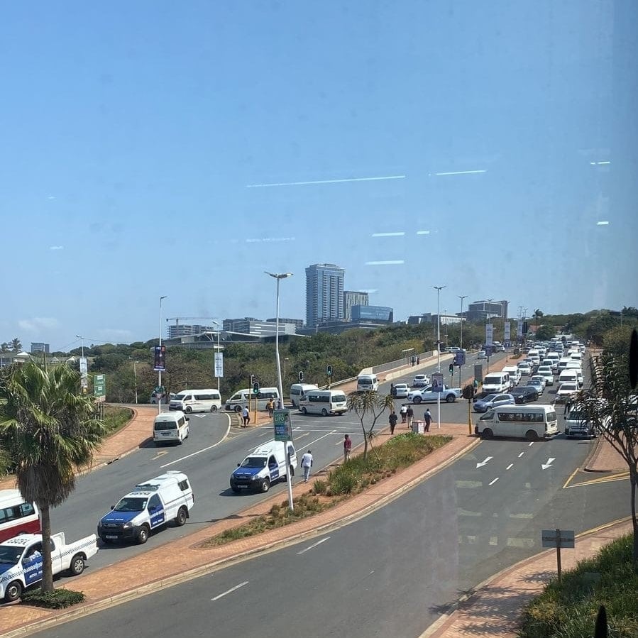 Taxi operators staged a blockade after concrete ba