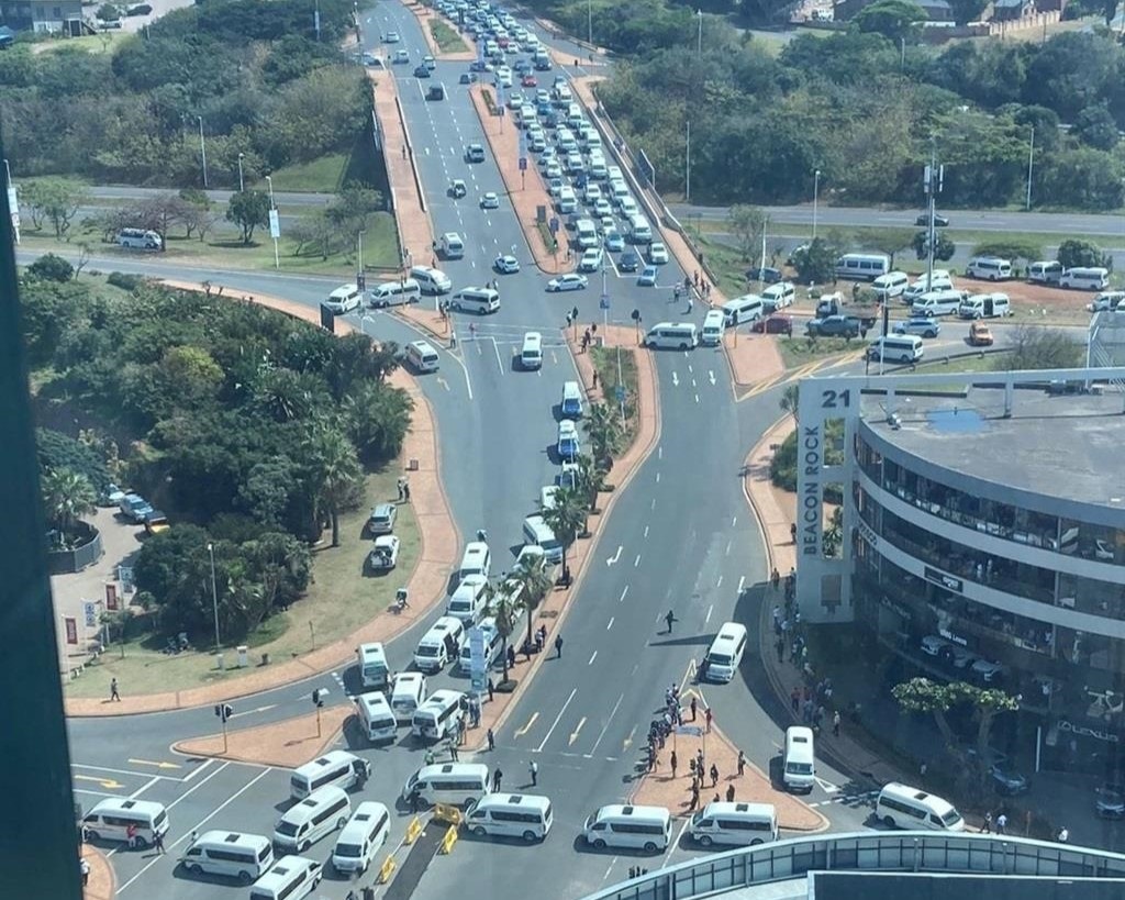 Taxi operators staged a blockade in the Umhlanga CBD in Durban on Tuesday.