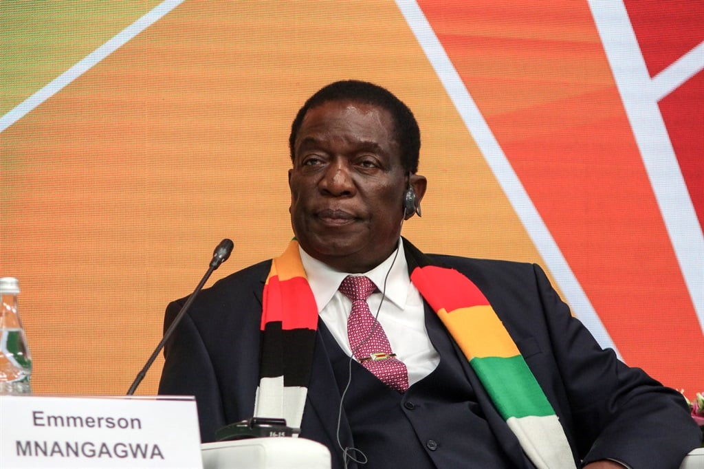 Emmerson Mnangagwa at the Second Summit Economic and Humanitarian Forum 2023 in Saint Petersburg, in July 2023. (Photo by Maksim Konstantinov/SOPA Images/LightRocket via Getty Images)